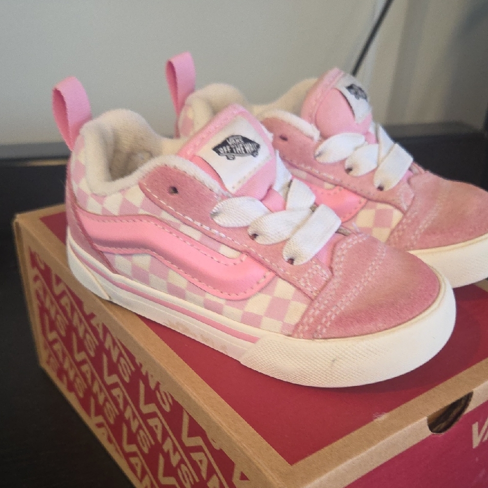 Vans Kids Pink and White Checkered Sneakers